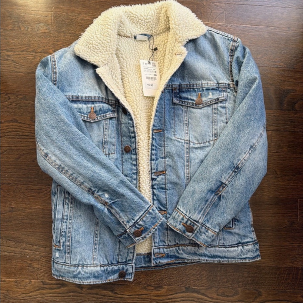 Zara Kids Blue Jean Jacket with Cream Lining